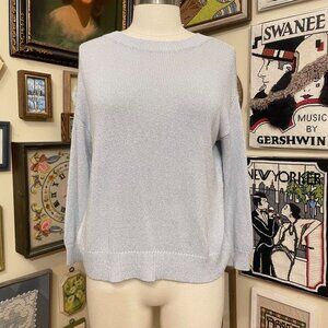 Ann Taylor Womens Light Blue Crew Neck Long Sleeve Sweater Size M